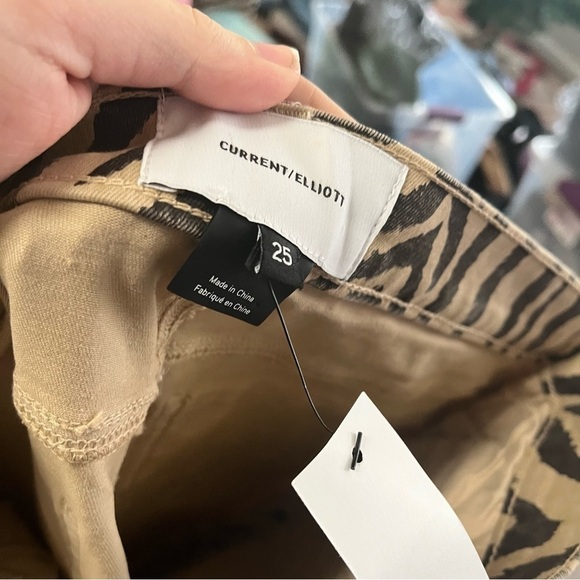 Current Elliott High Waist Ankle Skinny Jeans Khaki Zebra Size 25 N - Picture 5 of 7